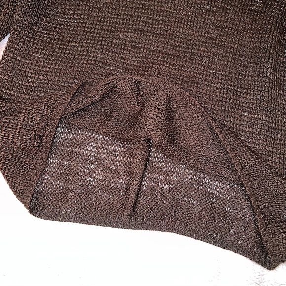 New Josephine Chaus Knit Sweater Brown Semi-transparent waffle scoop neck - Picture 10 of 11